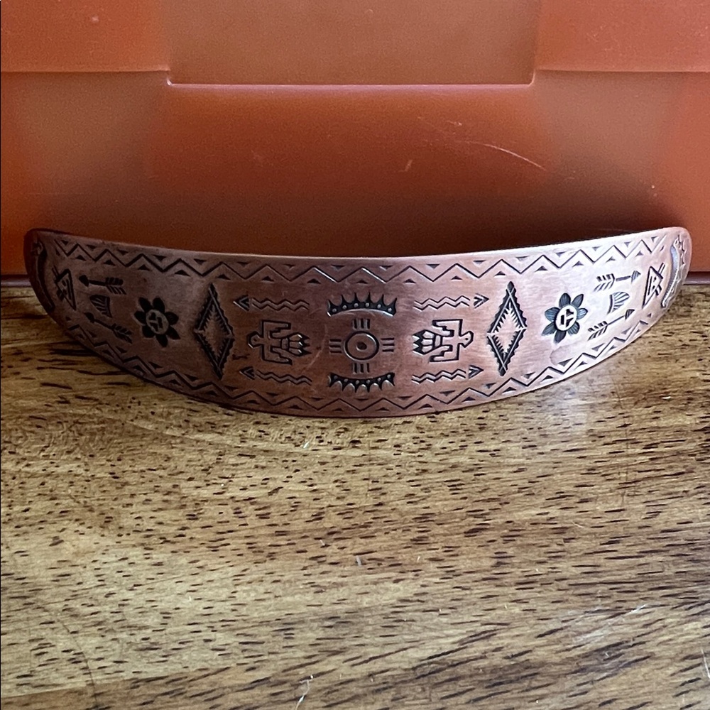 Vintage Copper look Navajo Symbols Southwestern barrette